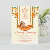 Indische Zeremonie für Babynahrung Einladung (Stehend Vorderseite)