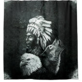 Indischer Amerikanische Ureinwohner Chiefs Wolf Ea Duschvorhang (Vorderseite)