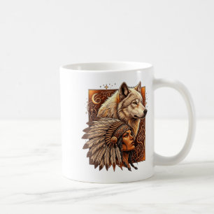 Indischer amerikanischer Ureinwohner Frau Mit Weiß Kaffeetasse