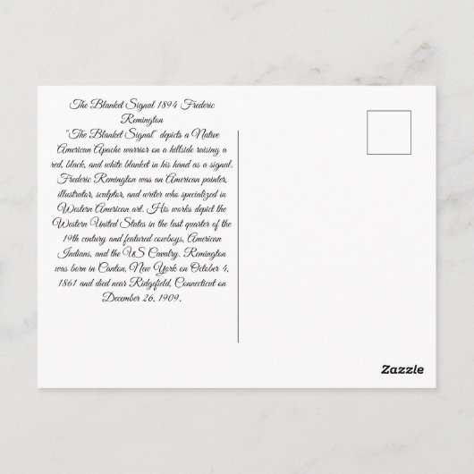 Indischer Apache-Krieger Postkarte (Rückseite)