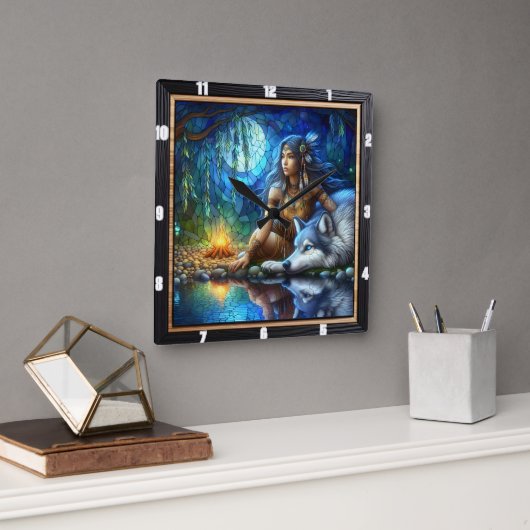 Indischer Aussichtsweg: Wald Heartbeat Kunst Quadratische Wanduhr (Büro)