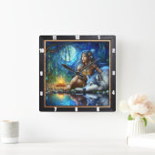 Indischer Aussichtsweg: Wald Heartbeat Kunst Quadratische Wanduhr (Zuhause)