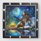 Indischer Aussichtsweg: Wald Heartbeat Kunst Quadratische Wanduhr (Vorderseite)