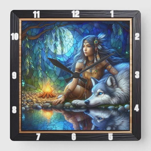 Indischer Aussichtsweg: Wald Heartbeat Kunst Quadratische Wanduhr (Vorderseite)