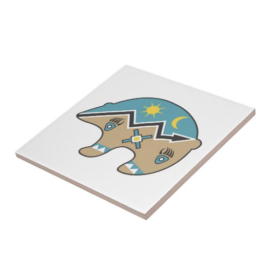 Indischer Bär, blau, braun Fliese (Seite)