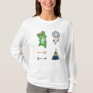 Indischer Bär grün Fashion Teddy Feather Niedlich T-Shirt