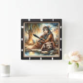 Indischer Bärenbär Willow Quadratische Wanduhr (Zuhause)