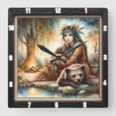 Indischer Bärenbär Willow Quadratische Wanduhr (Vorderseite)