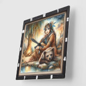 Indischer Bärenbär Willow Quadratische Wanduhr (Winkel)