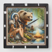 Indischer Bärenbär zeitlos Quadratische Wanduhr (Vorderseite)