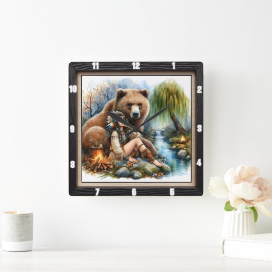 Indischer Bärenbaum Quadratische Wanduhr (Zuhause)