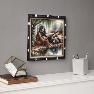 Indischer Bärengeist Quadratische Wanduhr