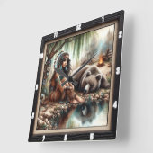 Indischer Bärengeist Quadratische Wanduhr (Winkel)