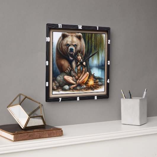 Indischer Bärengestein Quadratische Wanduhr (Büro)