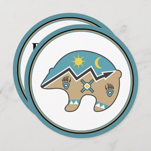 Indischer Bärenikon, blau, braun Einladung (Vorne/Hinten)