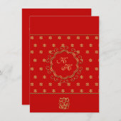 Indischer beeinflußter Wedding Empfang im Rot u. Einladung (Vorne/Hinten)