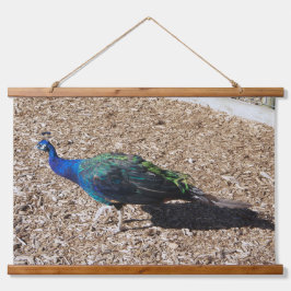 Indischer Blau-Pfau-Wandteppich Wandteppich Mit Holzrahmen