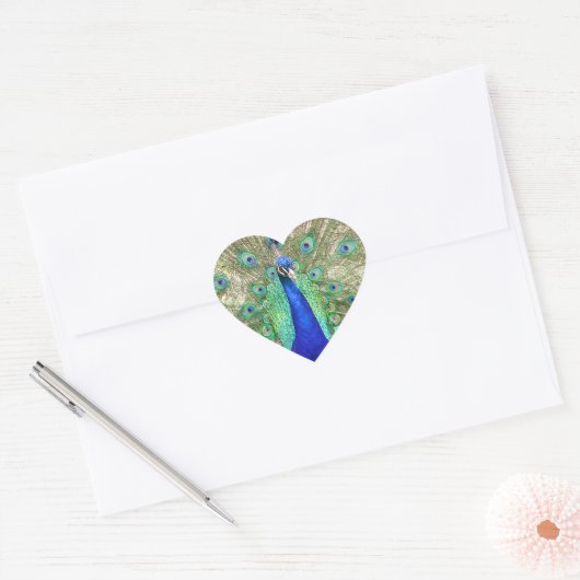 Indischer Blauer Pfau Herz-Aufkleber (Umschlag)