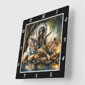 Indischer Blick: Der Geist des Tigers Quadratische Wanduhr (Winkel)