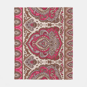 Indischer Blumenpaisley, ethnische Mandala Muster. Fleecedecke