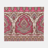 Indischer Blumenpaisley, ethnische Mandala Muster. Fleecedecke (Vorderseite (Horizontal))