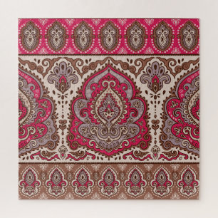 Indischer Blumenpaisley, ethnische Mandala Muster. Puzzle