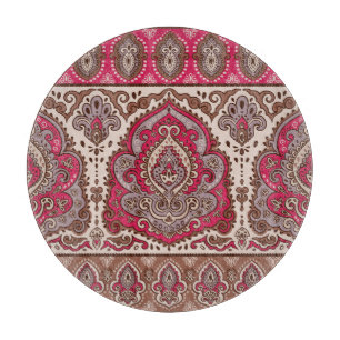 Indischer Blumenpaisley, ethnische Mandala Muster. Schneidebrett