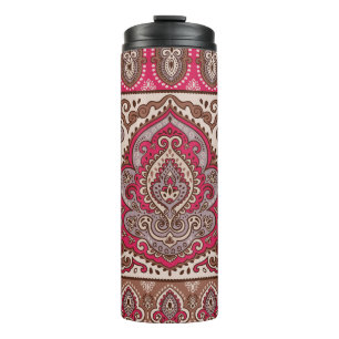 Indischer Blumenpaisley, ethnische Mandala Muster. Thermosbecher