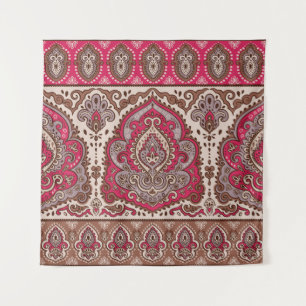 Indischer Blumenpaisley, ethnische Mandala Muster. Wandteppich