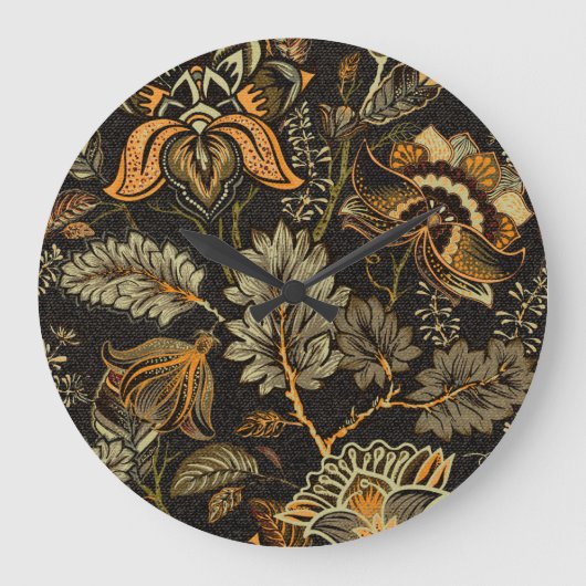 Indischer Blumenpaisley, nahtlos ethnisches Muster Große Wanduhr (Vorderseite)