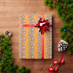 Indischer Blumenpaisley Senf gelb WrappingPaper Geschenkpapier