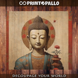 Indischer Buddha auf Pergament mit Blume Seidenpapier