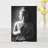Indischer Buddha - Schwarz-Weiß Karte (Gelbe Blume)