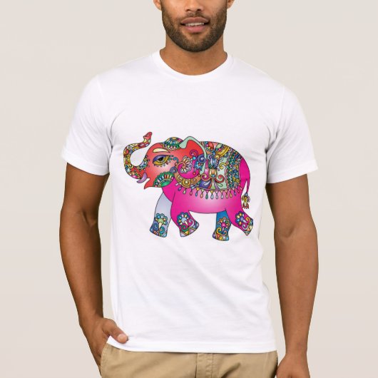 Indischer Bunter Elefant T-Shirt (Vorderseite)