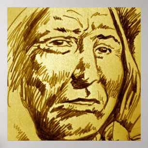 Indischer Chef-Bleistift-Sketch-Poster Poster