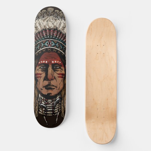Indischer Chefskateboard | Tribal Skateboard Deck (Vorderseite)