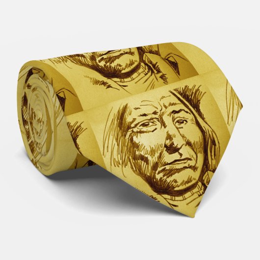 Indischer Chefstift Sketch Brown Gelbe Krawatte (Gerollt)