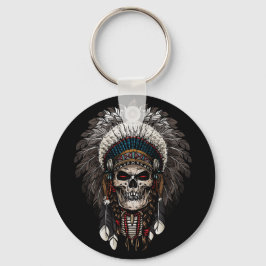 Indischer Chief Skull Tattoo Schlüsselanhänger