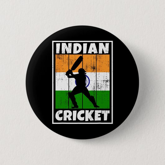 Indischer Cricket-Fan Flagge Indiens Cricket Button (Vorderseite)