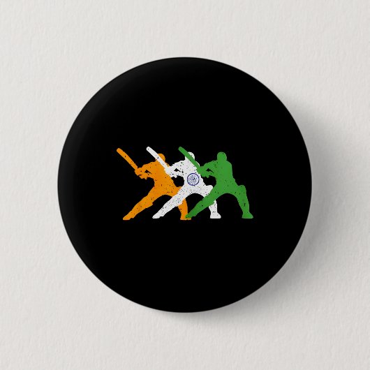 Indischer Cricket-Team-Cricketer-Fan-Tsmen-Flagge Button (Vorderseite)