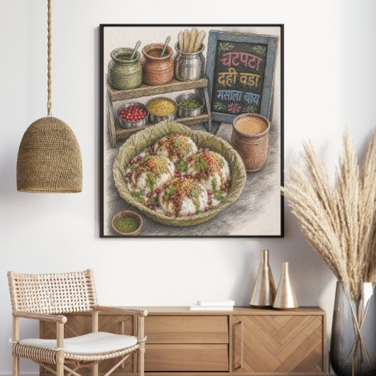 Indischer Dahi Vada Chaat und Masala Chai Poster
