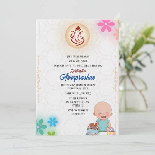 Indischer Einladung von "Annaprashan" erster Reis (Stehend Vorderseite)