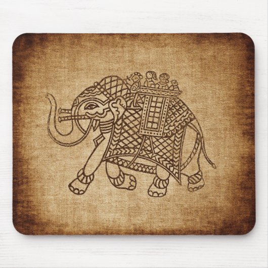Indischer Elefant auf Burlap Mousepad (Vorne)