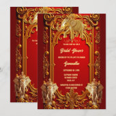 Indischer Elefant, bordeauxrotes königliches Braut Einladung (Vorne/Hinten)