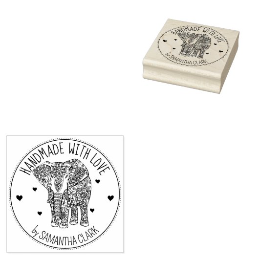 indischer Elefant, handgefertigt mit Liebe, Gummistempel (Stempel)