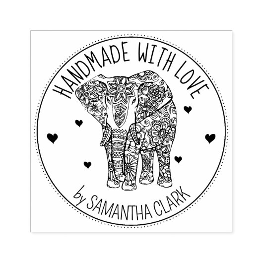 indischer Elefant, handgefertigt mit Liebe, Gummistempel (Prägung)