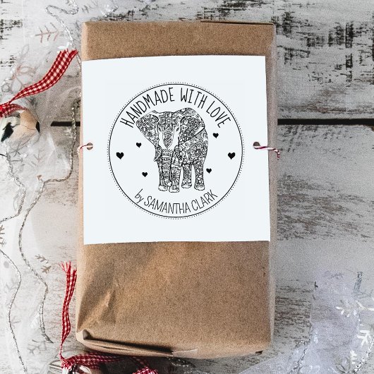 indischer Elefant, handgefertigt mit Liebe, Gummistempel