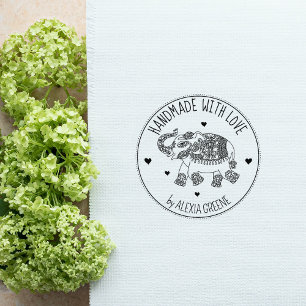 indischer Elefant, handgefertigt mit Liebe, Gummistempel