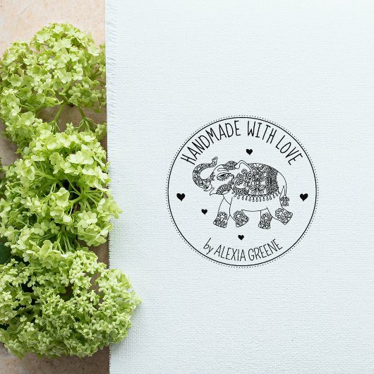 indischer Elefant, handgefertigt mit Liebe, Gummistempel