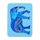Indischer Elefant in einem blau-arabischen Muster Magnet (Vertikal)